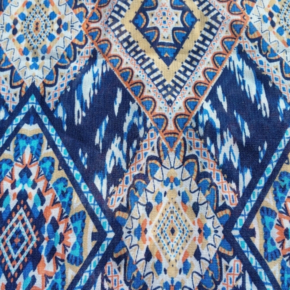 Blue / orange geometric print sleeveless chiffon maxi dress - Picture 3 of 5